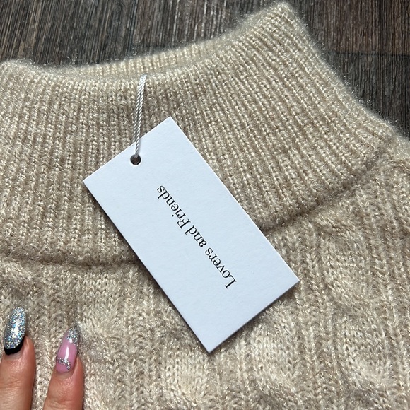 Lovers & Friends Everette Lurex Turtleneck Sweater in Nude - Picture 5 of 8